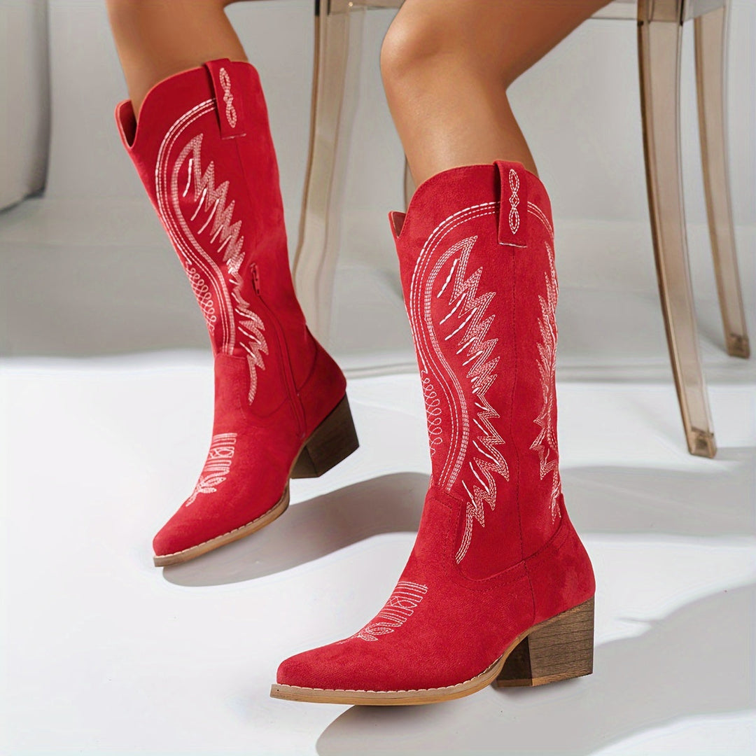 EmberGrace bestickte kniehohe Stiefel Drune