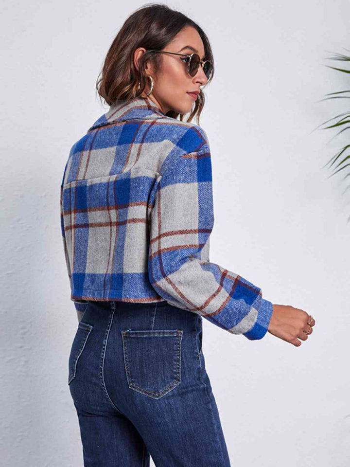Drune | Karierter Knopf-Front-Jacke mit Taschen