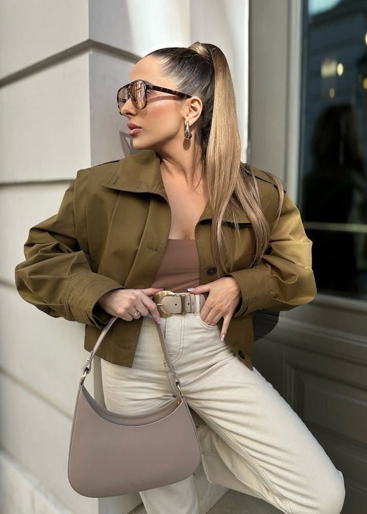 Drune | Knopfjacke mit Schulterklappen – Khaki