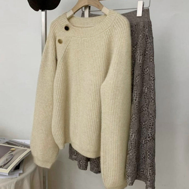 Drune | Strickpullover mit Dekorativen Knöpfen Weich und Elegant Einzigartiges Design