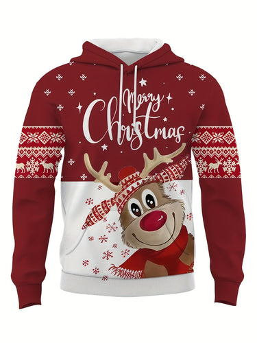 Drune | Hoodie mit Weihnachtsdruck Polyester Frohe Weihnachten Rentier Design