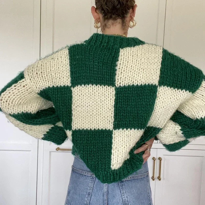 Drune | Cozy plaid short sweater