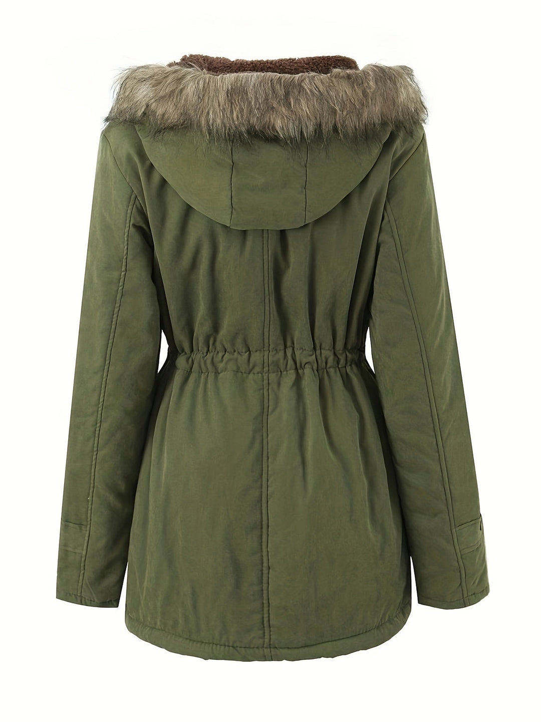Drune | Winterjacke mit Kunstfellkragen - Warme Parka Jacke mit Kordelzug und Taschen