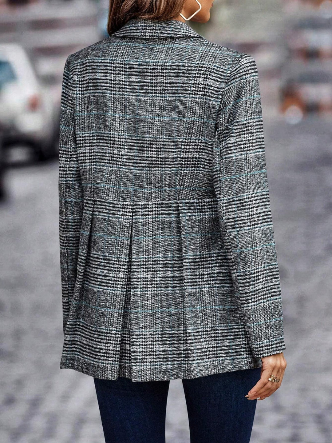 Drune | Blazer mit Revers und Knopfverschluss im Karomuster