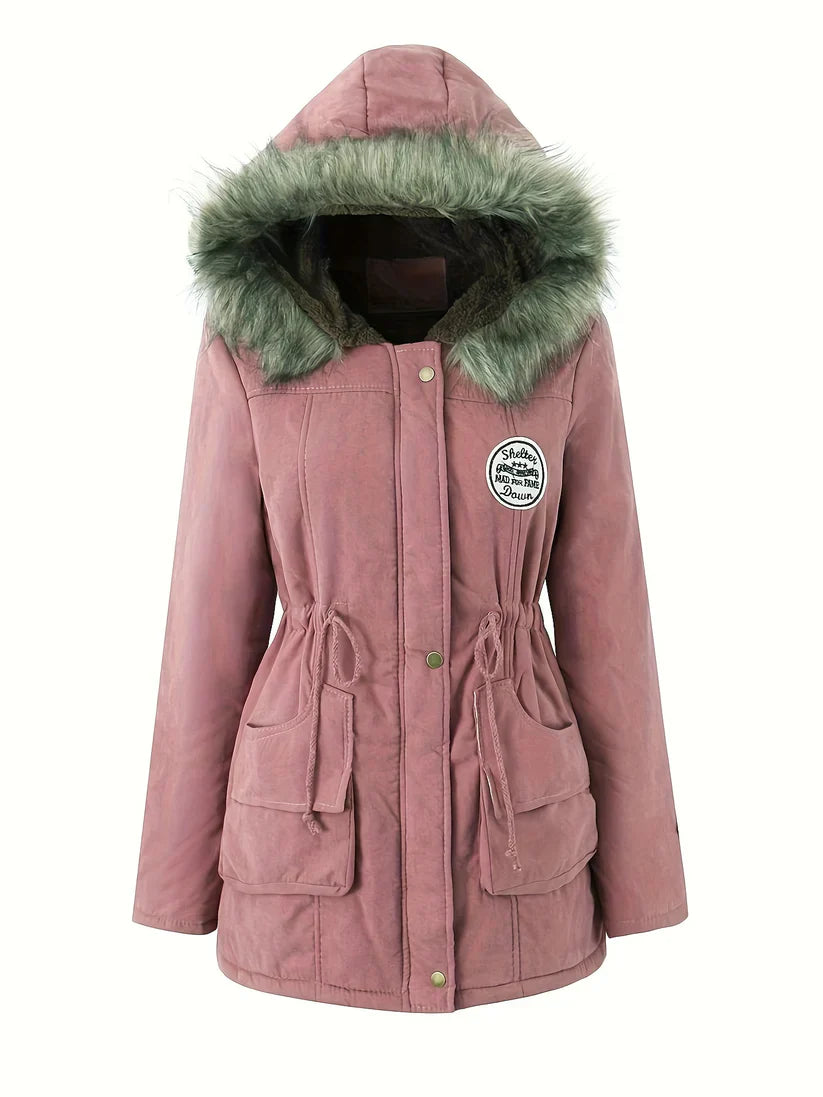 Drune | Winterjacke mit Kunstfellkragen - Warme Parka Jacke mit Kordelzug und Taschen