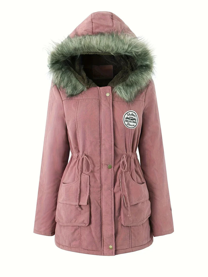 Drune | Winterjacke mit Kunstfellkragen - Warme Parka Jacke mit Kordelzug und Taschen