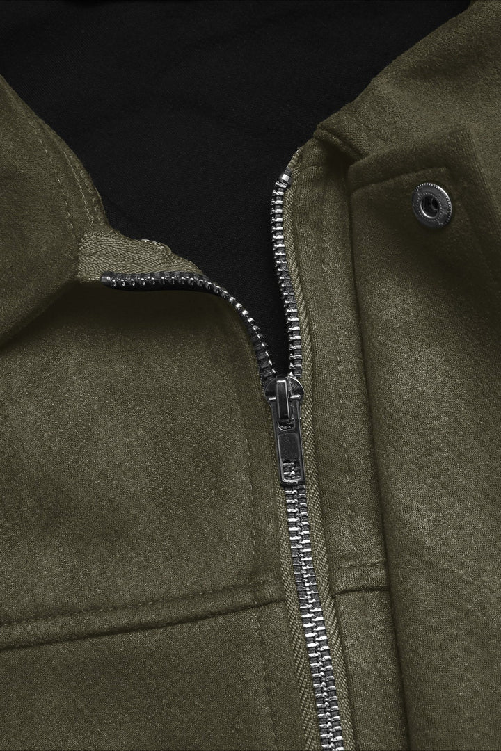 Drune | Kragen Wildleder-Look Bomberjacke