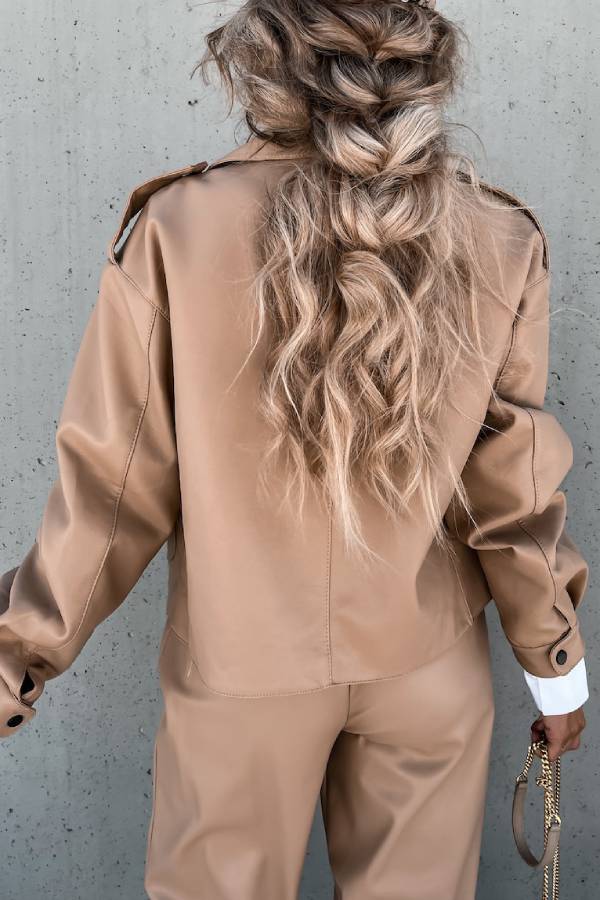 Drune | Leder Revers Taschen Britischer Stil Kurzjacke
