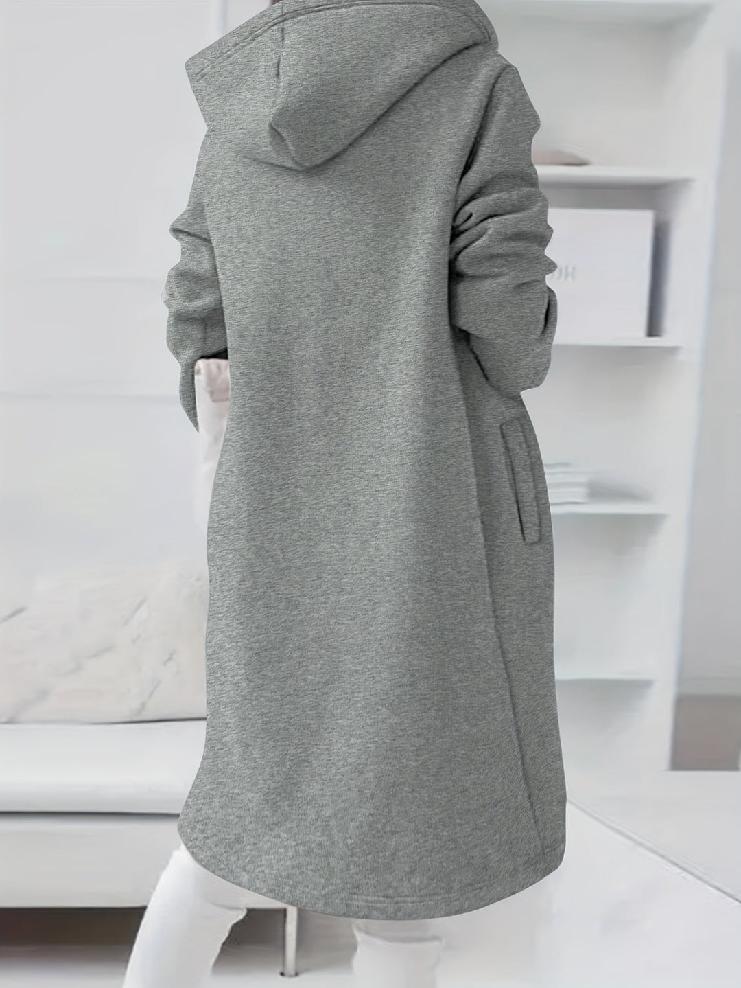 Drune | Reißverschluss Kordelzug Midi Kapuzenjacke