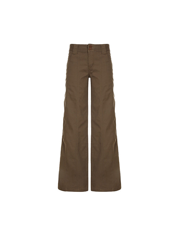 Drune | Amerikanische Retro Low Waist Split Schlaghose