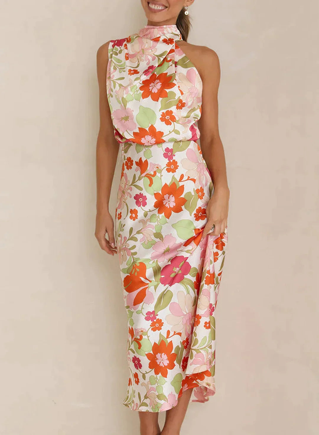 Drune - Blumiges Maxikleid mit Neckholder
