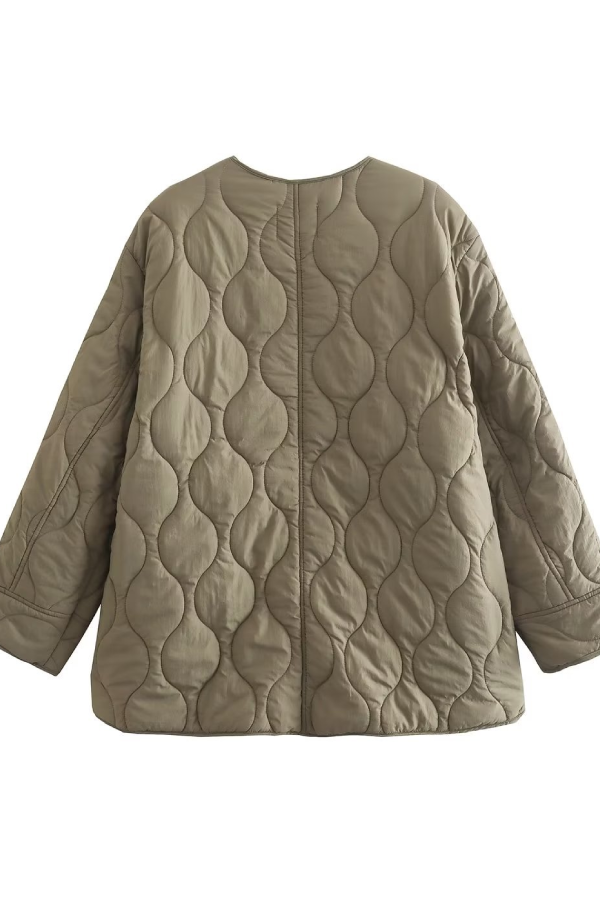 Drune | Farbe Lockere Runde Hals Gepolsterte Jacke