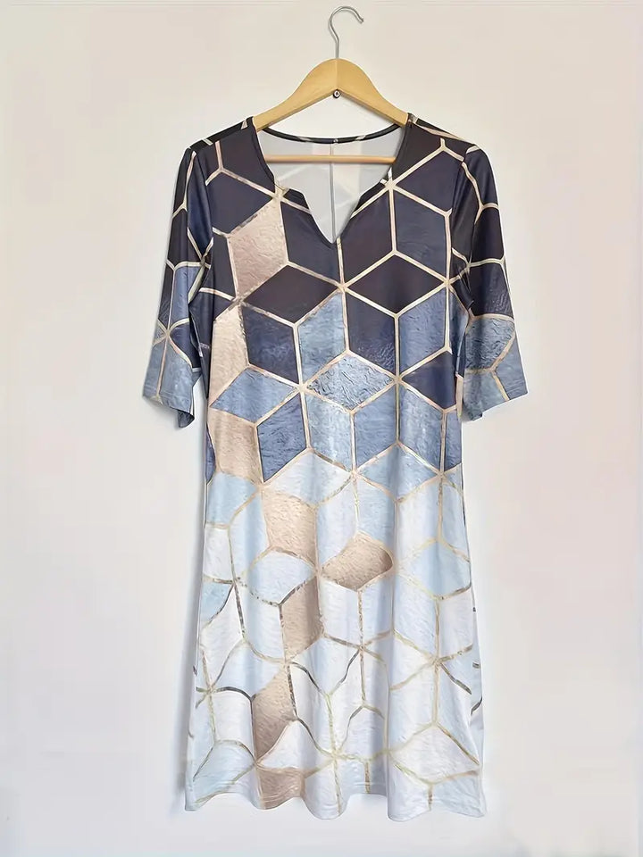 Drune | Elegantes Midi-Kleid mit Geometrischen Mustern
