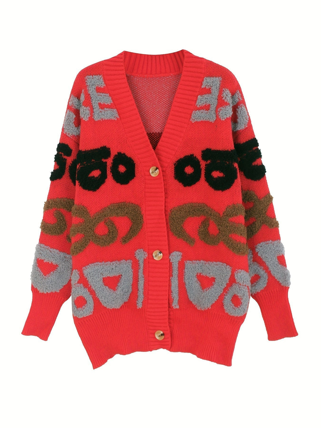 Drune | Strickjacke mit Buchstabenmuster für Frauen - Perfekt für legere Tage