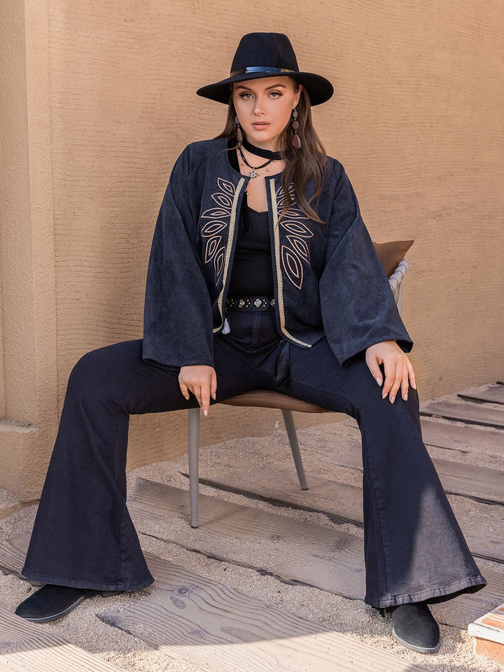 Drune | Bestickte Jeansjacke - Weite Ärmel - Premium Baumwollmischung - Festival-inspirierte Oberbekleidung
