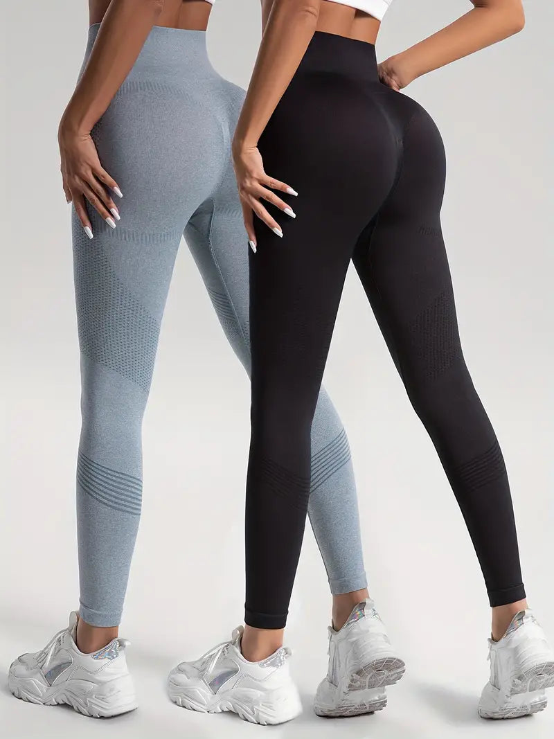 Drune | 2 Stk. Sport Leggings für Yoga und Fitness Einfarbige Farbe mit Hohem Stretch.