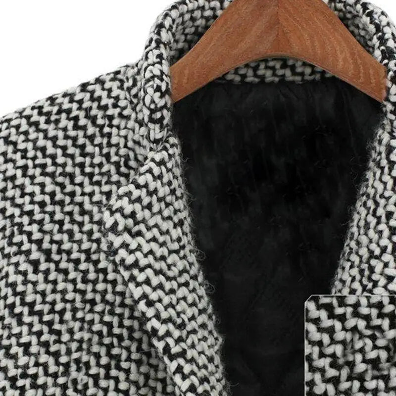 Drune | Wintermantel schwarz-weiß - elegantes Design mit Pied-de-Poule-Muster
