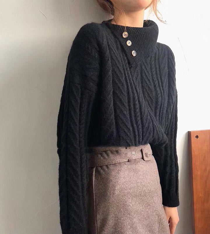 Drune | Strickpullover mit Asymmetrischem Kragen Weich und Elegant Zeitloses Design