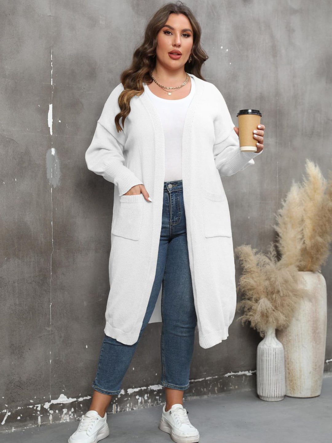 Drune | Plus Size Langarm Taschen Cardigan