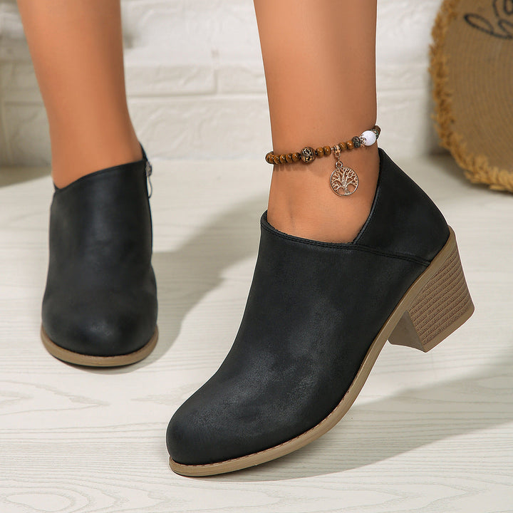 Drune | Stiefeletten - Damen bequeme Stiefel mit Blockabsatz und Reißverschluss