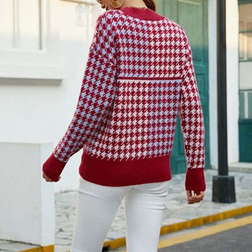 Drune | Hundezahn-muster Bluse Acryl Klassisches Design