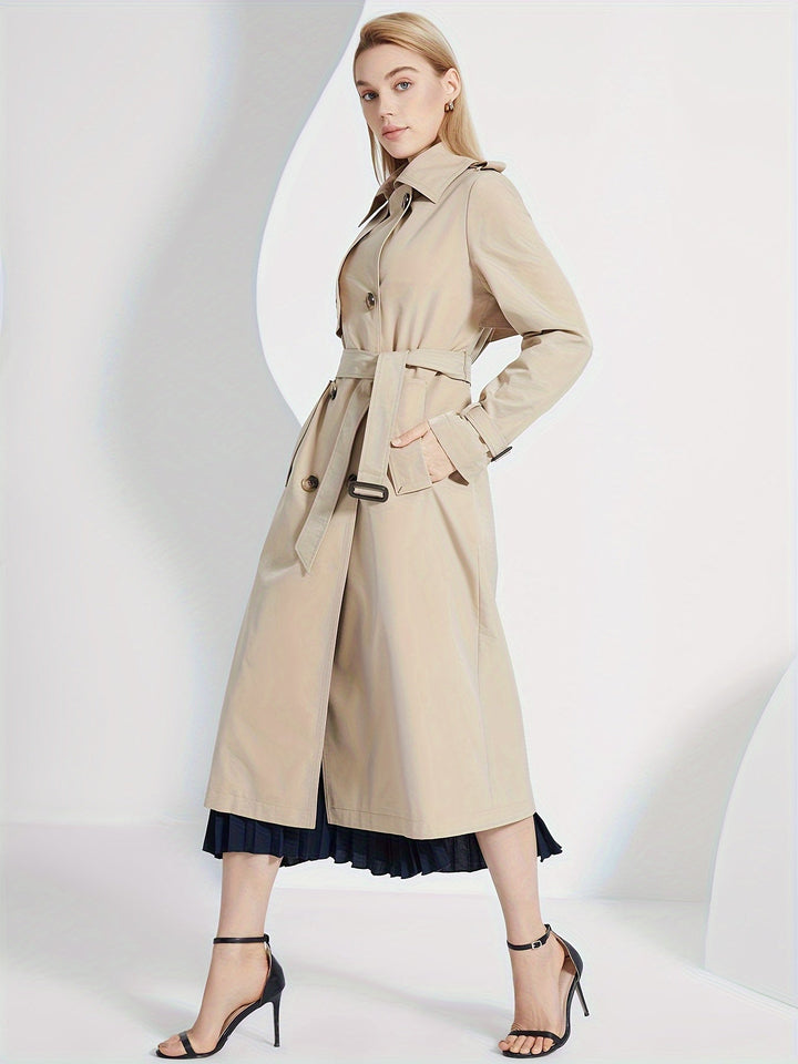 Drune | Langarm-Trenchcoat mit einfarbigem Gürtel-Design für Damen - Für den Alltag