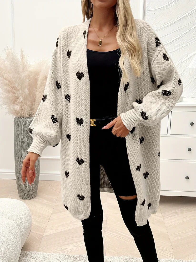 Drune | Herzmuster Wolle Strickcardigan für Damen - Perfekt für den Alltag