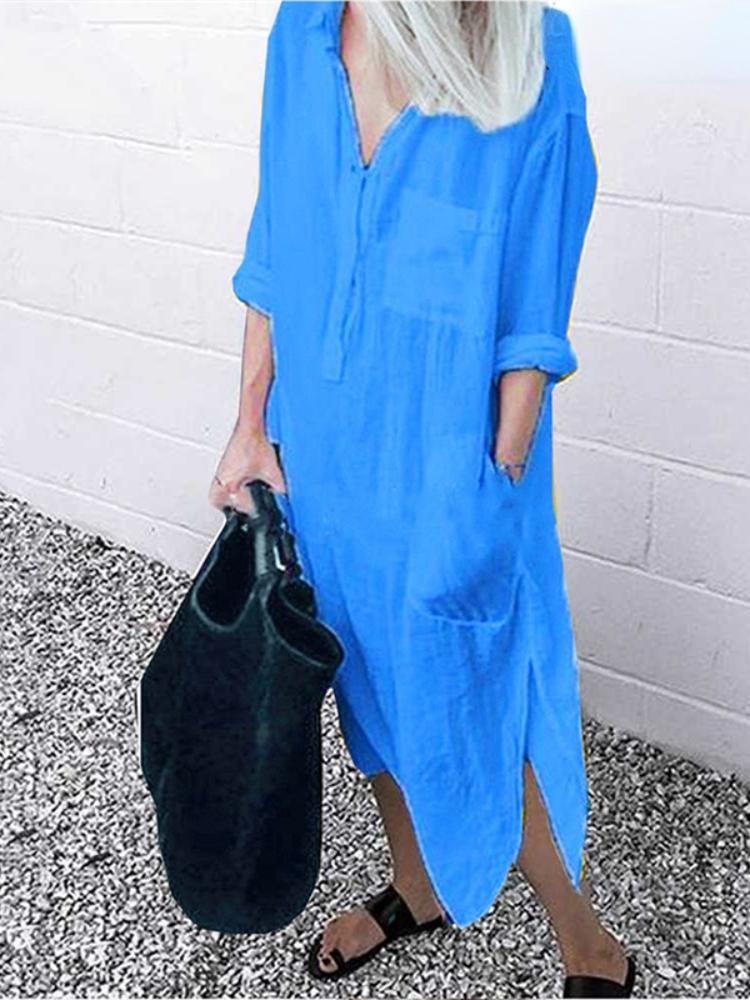 Drune | Leinenkleid Mit Taschen