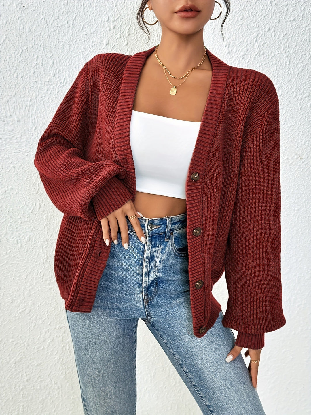 Drune | warmer Strickwaren-Woll-Sweater-Cardigan für Damen - Ideal für jede Jahreszeit