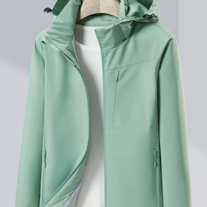 Drune | Outdoor Jacke Windbreaker und wasserdicht mit Fleece-Futter und Kapuze