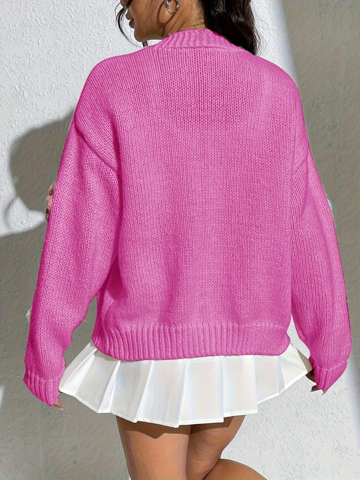 Drune | Stylischer Blumenmuster Wollstrick Cardigan