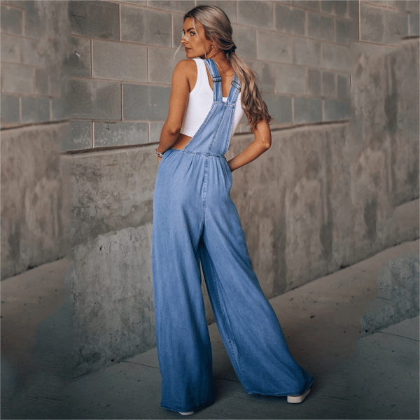 Drune | Damen Denim-Overalls mit weitem Bein Design