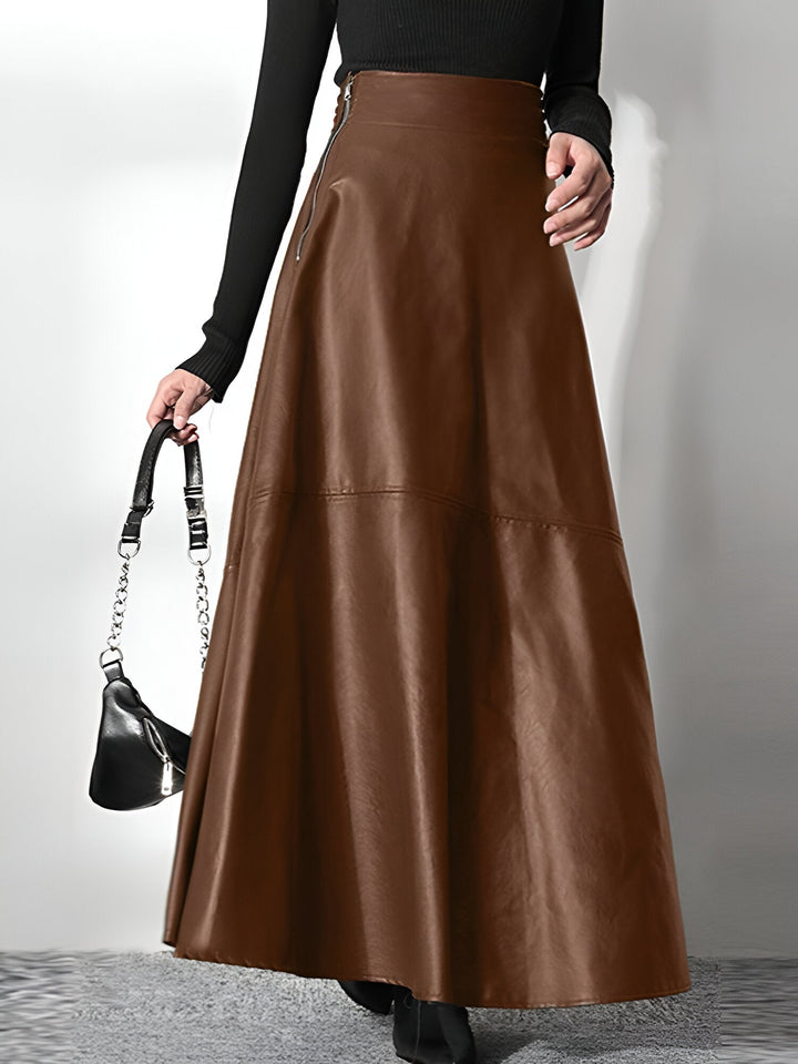 Drune | Eleganter PU-Leder Maxi-Rock