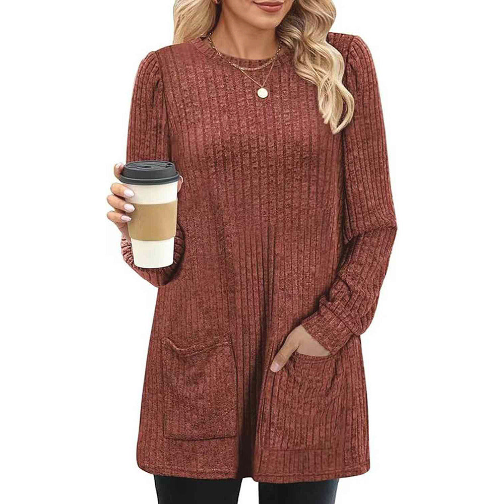 Drune |  Herbst und Winter neue halblange Pullover Kleid Frau
