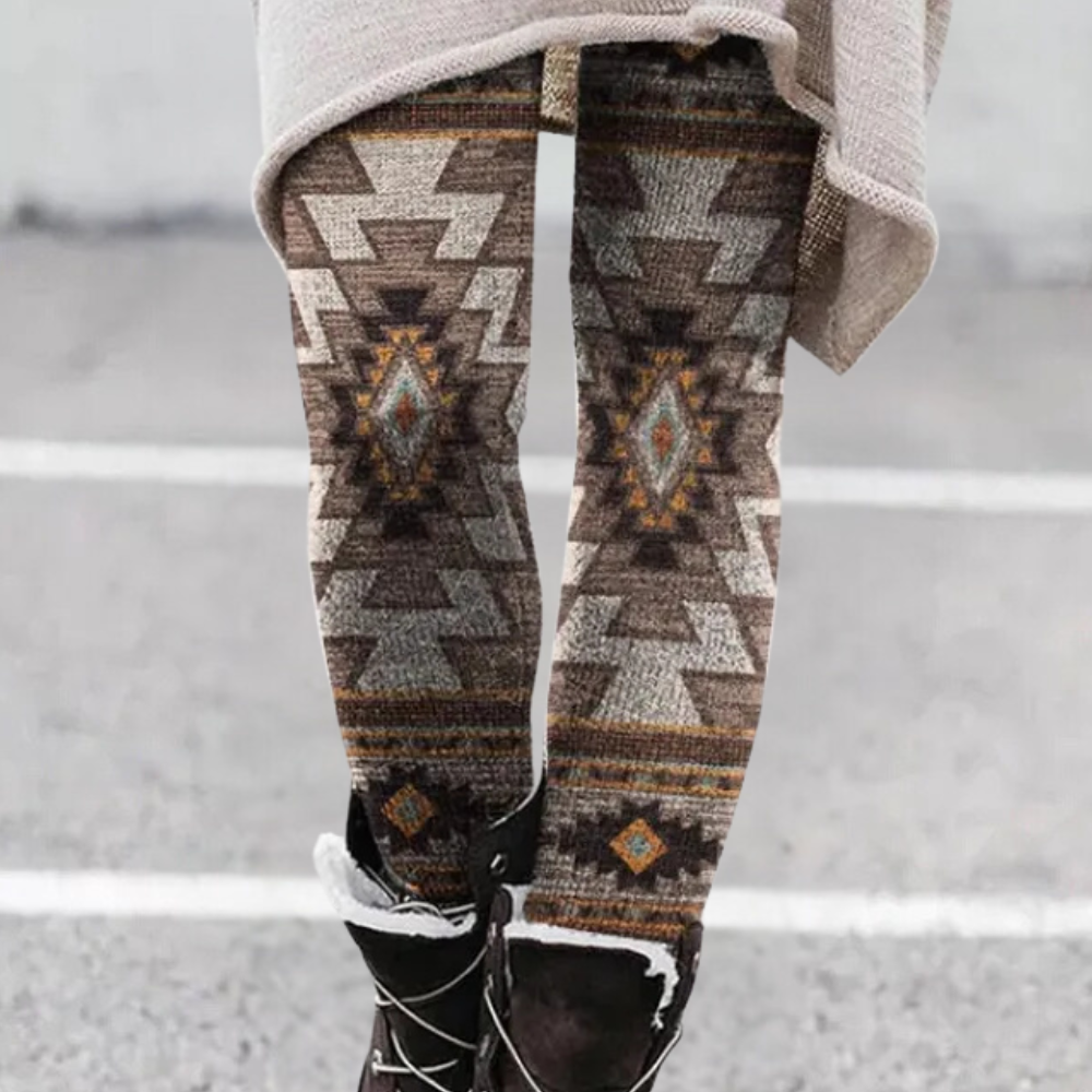 Drune | Leggings Enganliegend Weicher und Atmungsaktiver Strick Geometrisches Muster Vollständig Länglich