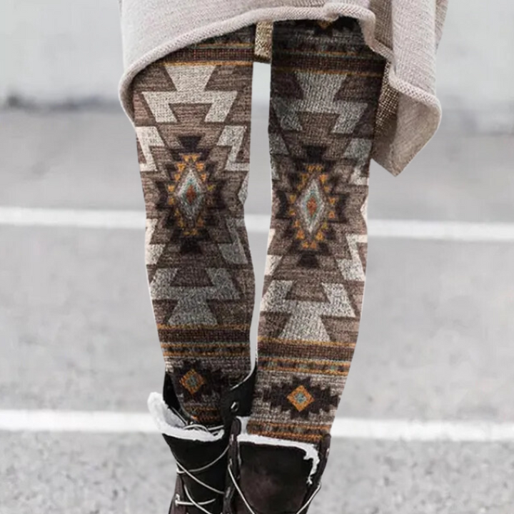 Drune | Leggings Enganliegend Weicher und Atmungsaktiver Strick Geometrisches Muster Vollständig Länglich