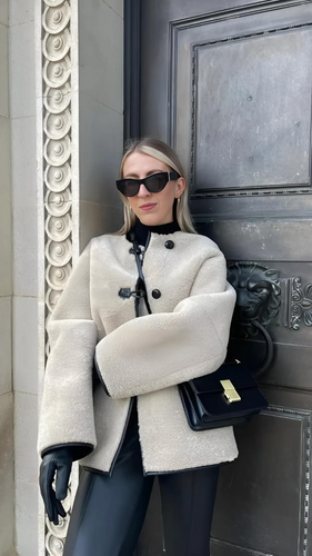 Drune | Leder Damenjacke mit Kunstpelz