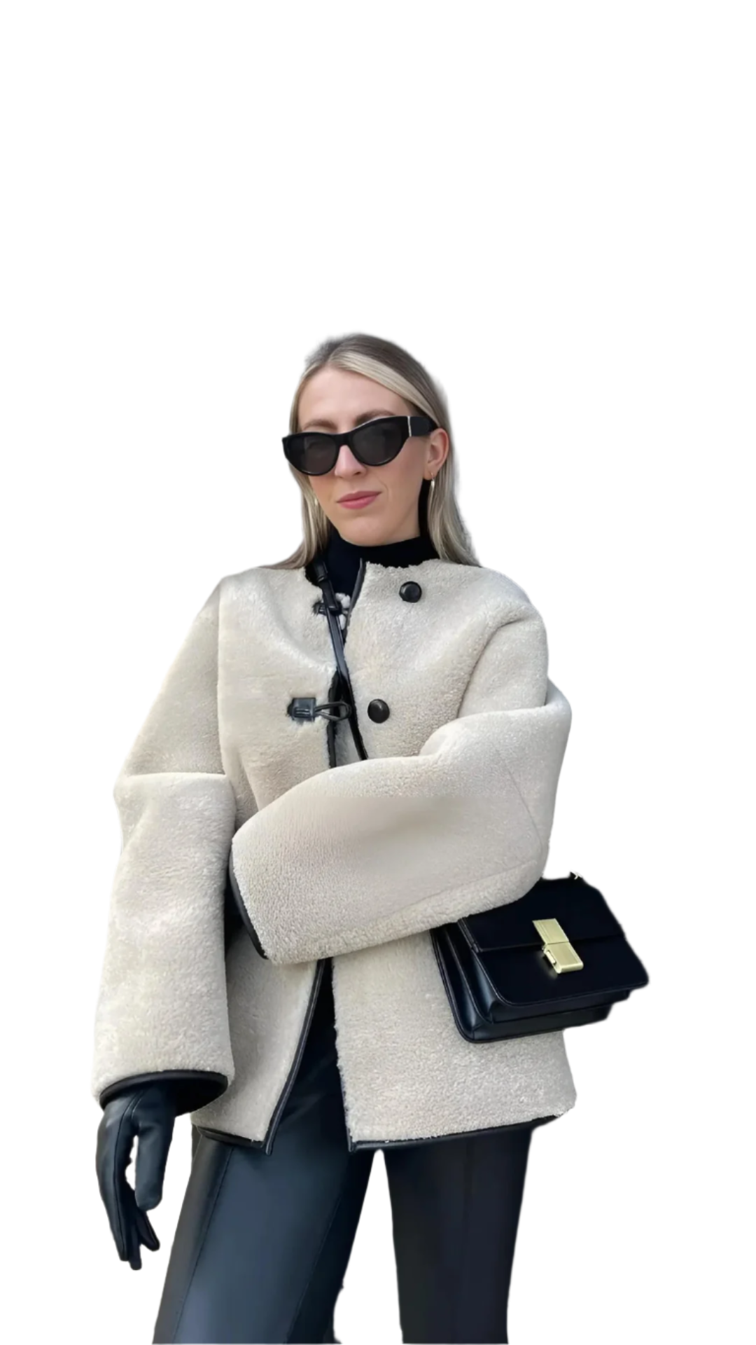 Drune | Leder Damenjacke mit Kunstpelz