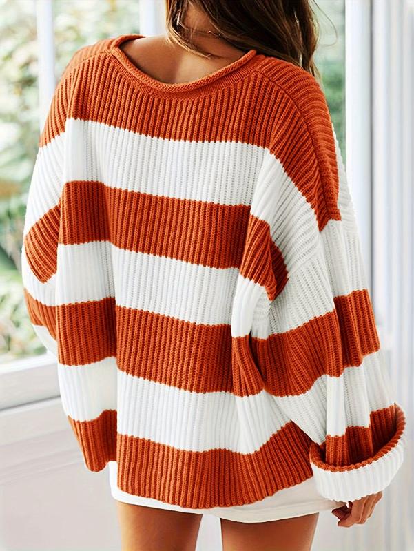 Drune | Strickpullover mit Streifen Lockerer Sitz Lässig und Komfortabel