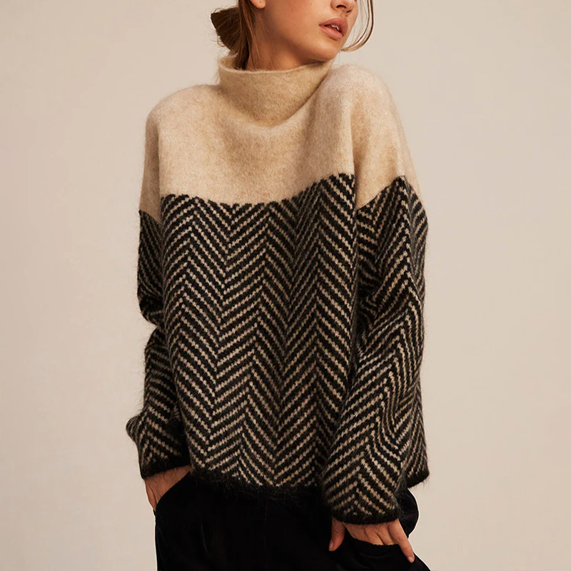 Drune | Strickpullover mit Hohem Kragen Grafisches Muster und Weiche Qualität Elegant und Warm
