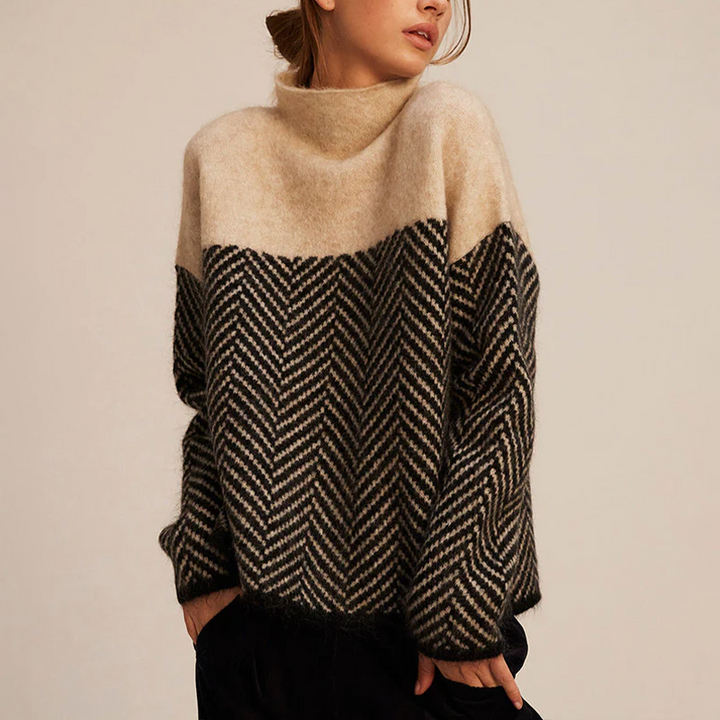 Drune | Strickpullover mit Hohem Kragen Grafisches Muster und Weiche Qualität Elegant und Warm