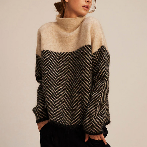 Drune | Strickpullover mit Hohem Kragen Grafisches Muster und Weiche Qualität Elegant und Warm