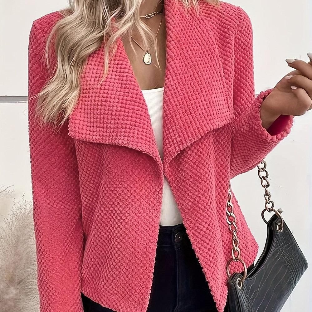 Drune | Wassermelone Langärmelige Einfarbige Strickjacke
