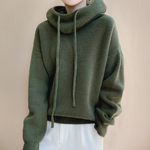 Drune | Strickpullover mit Hohem Kragen Weicher Strick Lässig und Warm