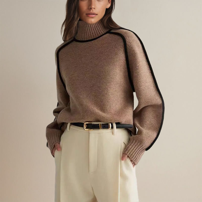 Drune | Stylischer gestreifter Rollkragenpullover
