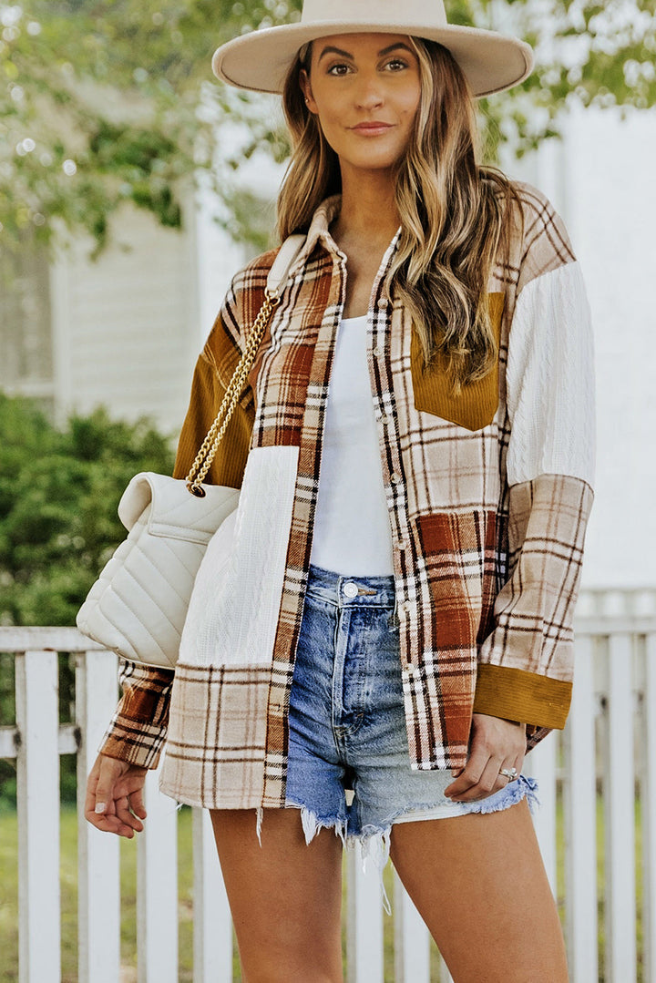 Drune | Gitterhemde mit Patchwork-details Baumwollmischung Perfekt Für Layering
