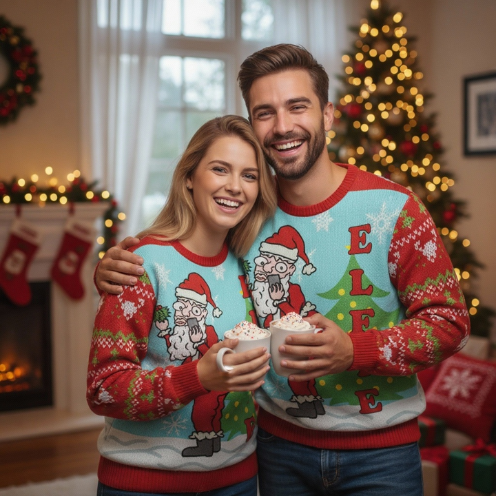 Drune | Lustiger hässlicher Weihnachtspullover für Männer & Frauen - Verspielt Santa Claus Druck