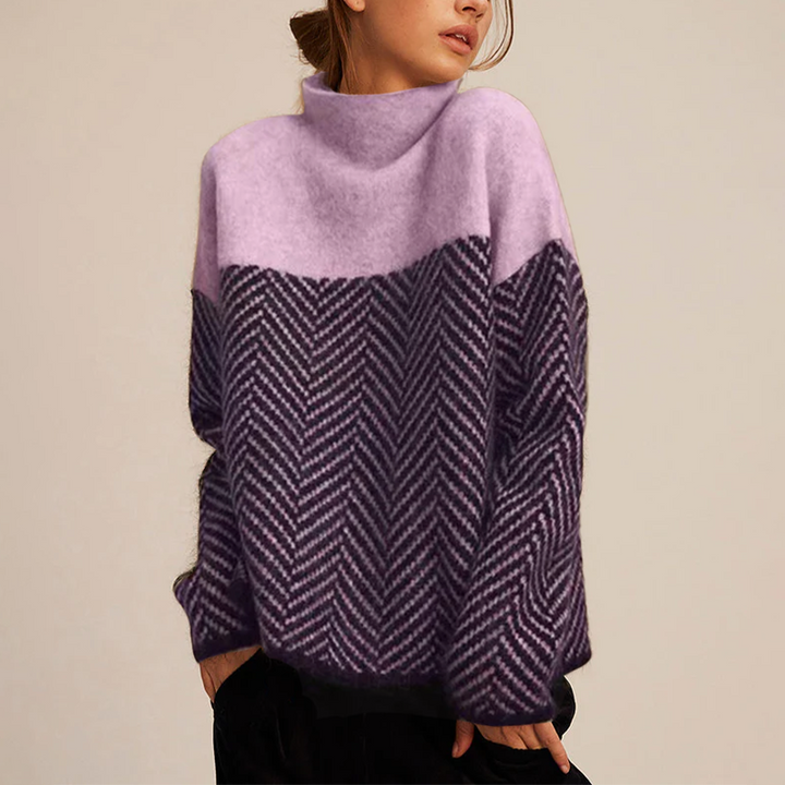 Drune | Strickpullover mit Hohem Kragen Grafisches Muster und Weiche Qualität Elegant und Warm