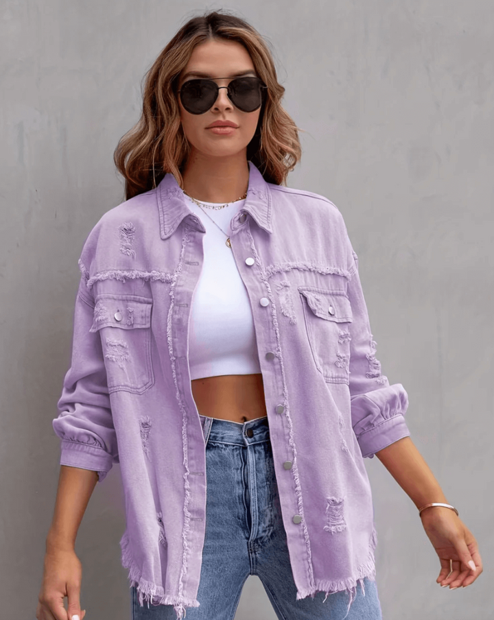 Drune | Ripped Übergrösse Denimjacke