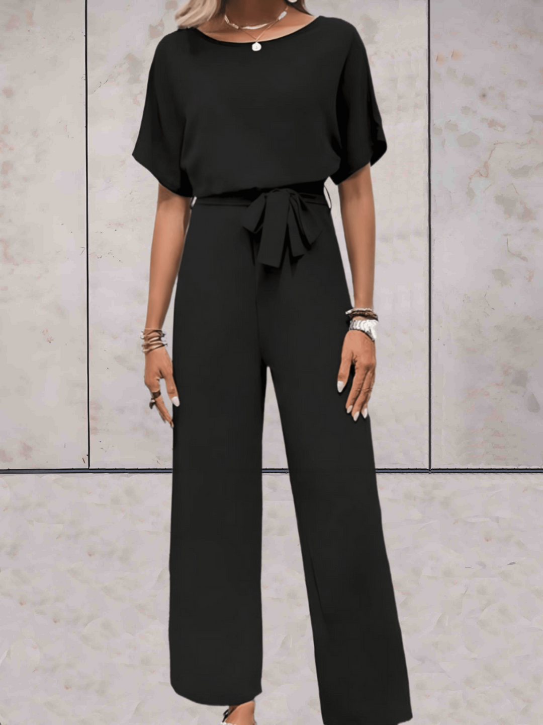 Drune | Damen Eleganter Jumpsuit Schwarz